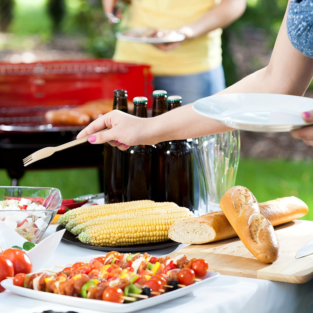 Set of 100 Birch Wood Disposable Cutlery Forks for Ice Cream, Fruit, Dessert