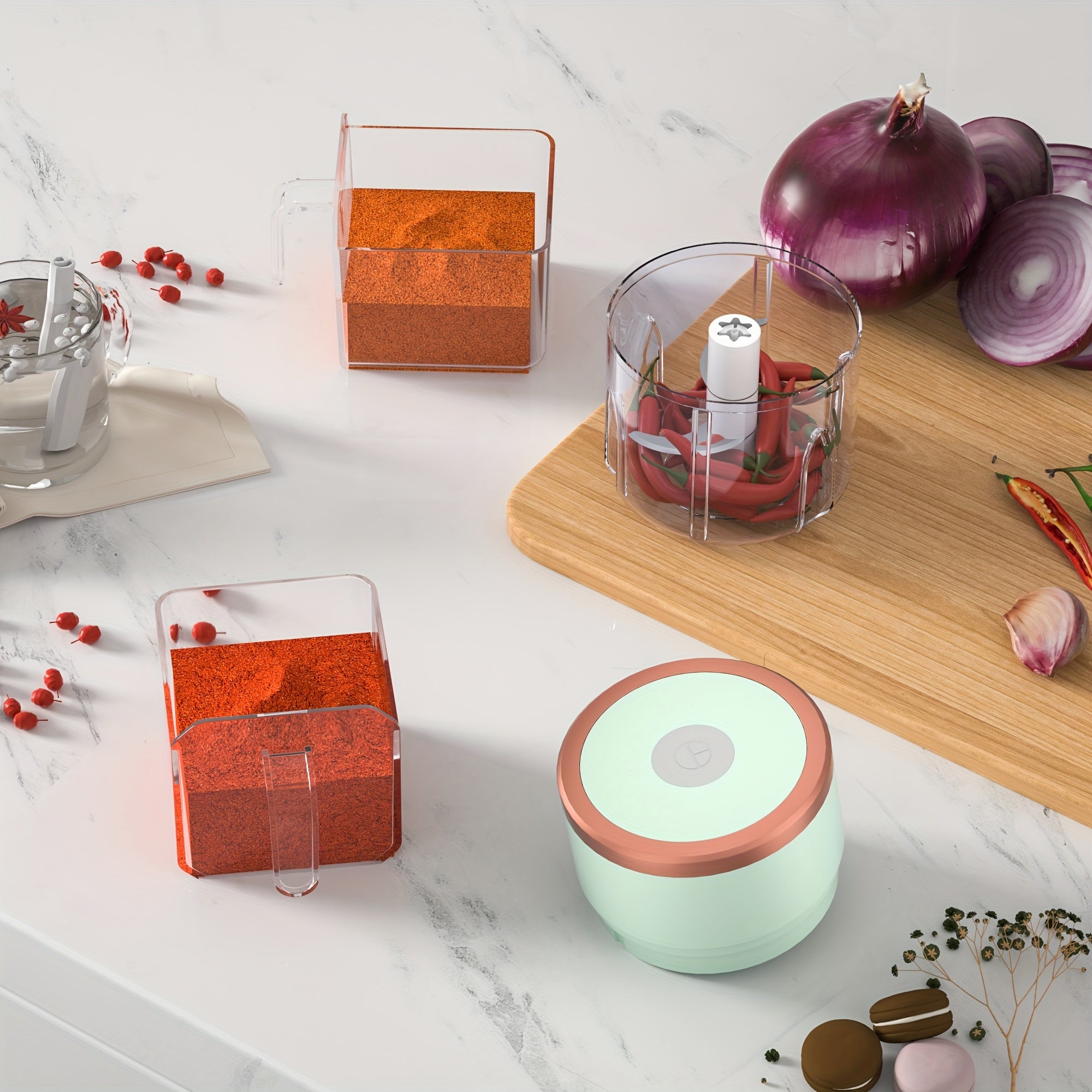 Electric Mini Garlic Chopper USB Rechargeable Stainless Steel Blades Safety Lock Ginger Chili Onion Grinder