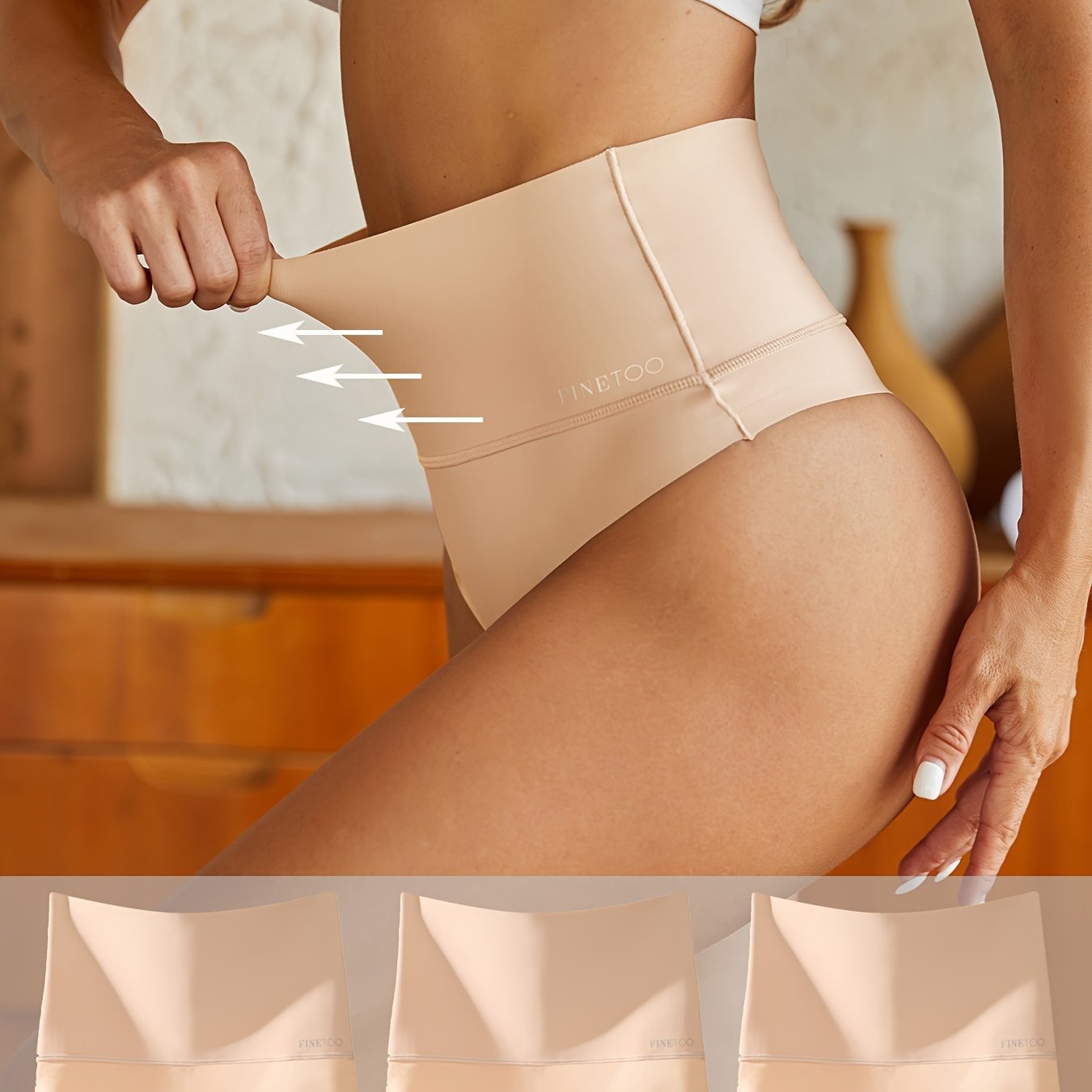 Women's Seamless High Waist Briefs Breathable Stretchy Underwear Pack of 3