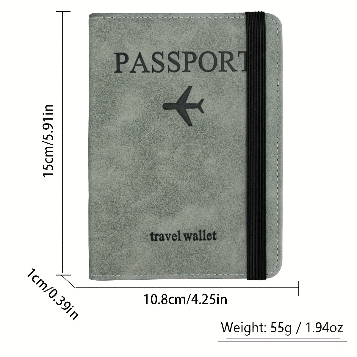 RFID Passport Holder Thin Retro PU Wallet Travel Document Organizer Light Grey