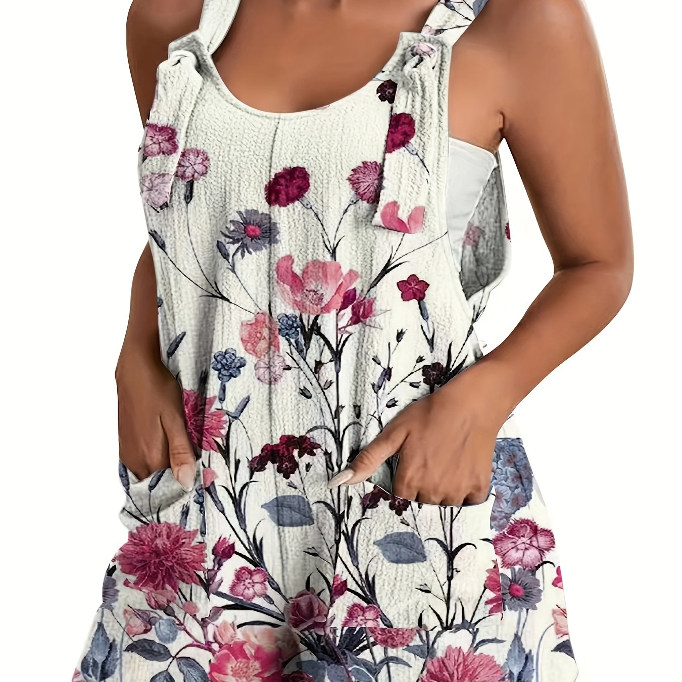 Plus Size Women's Summer Rompers Polyester Spandex Sleeveless Jumpsuit