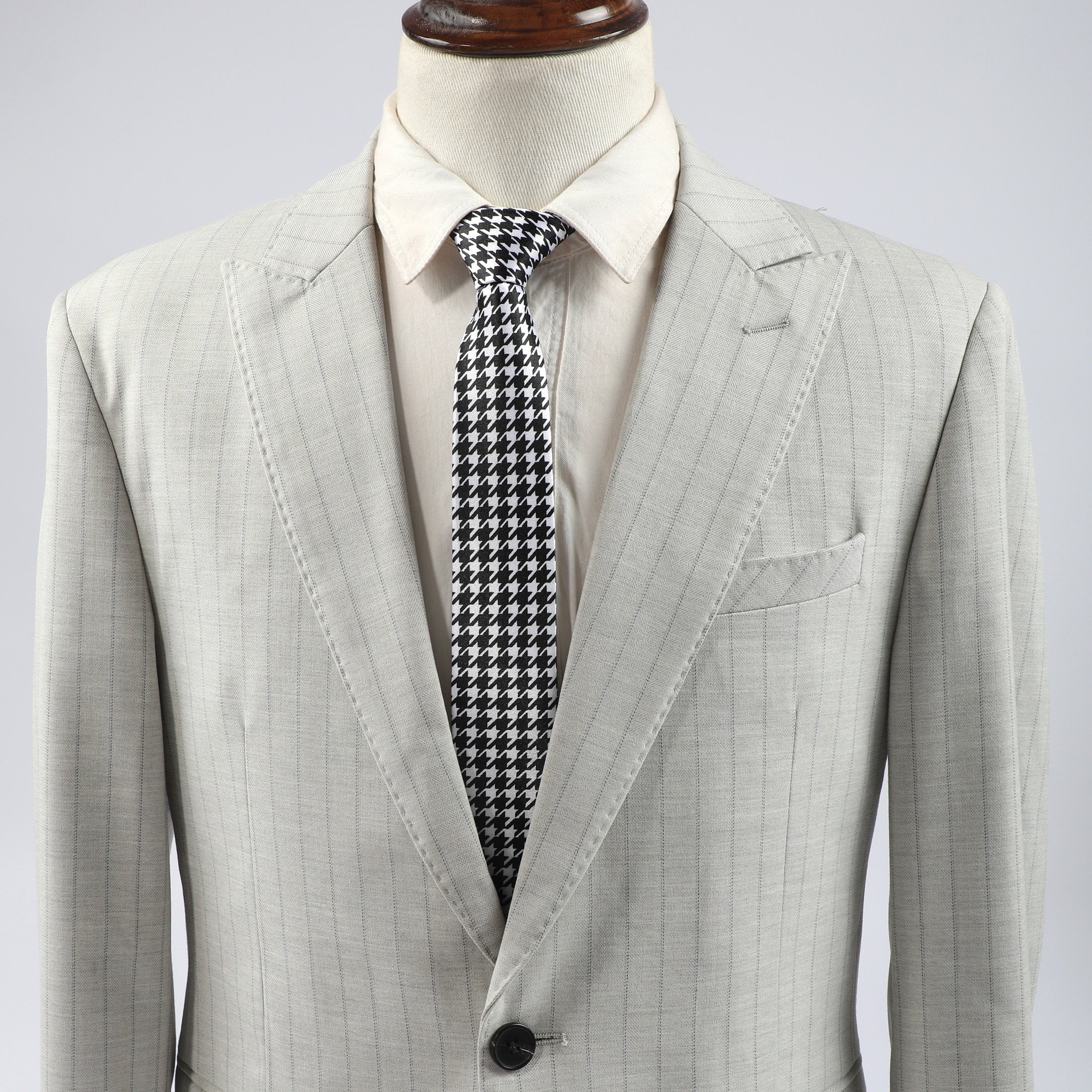 Erkaklar uchun Houndstooth naqshli galstuk, to'qilgan polyester, kundalik aksessuar