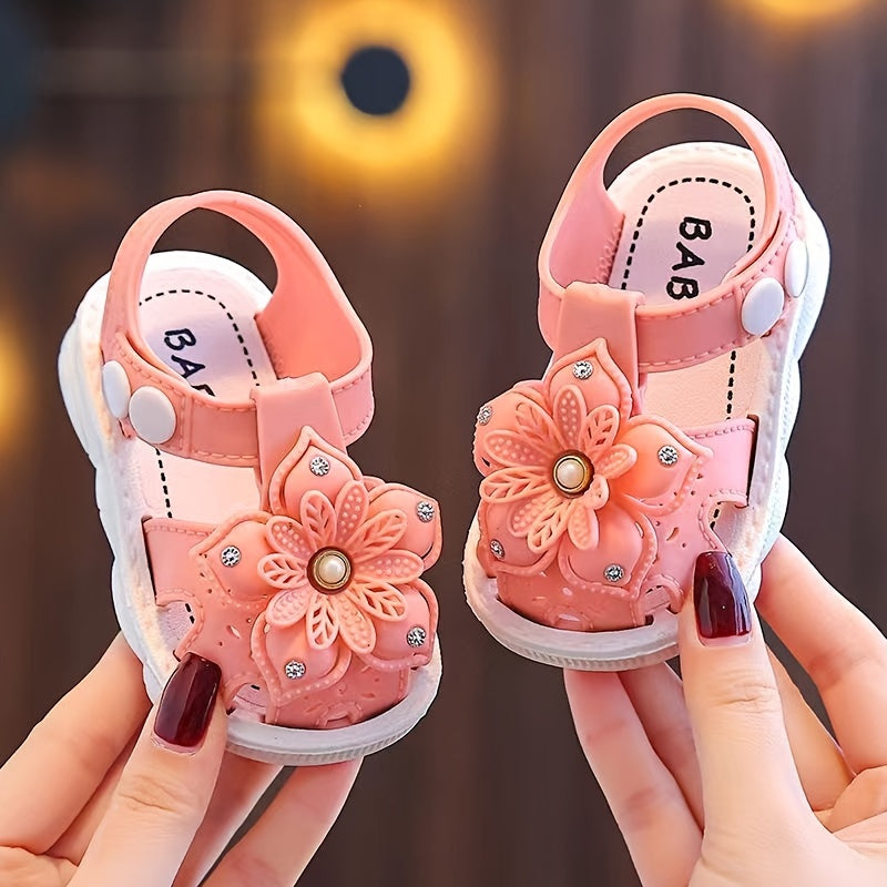 Girls' Summer Princess Sandals with Hollow Design PVC Low Top Toddler Shoes