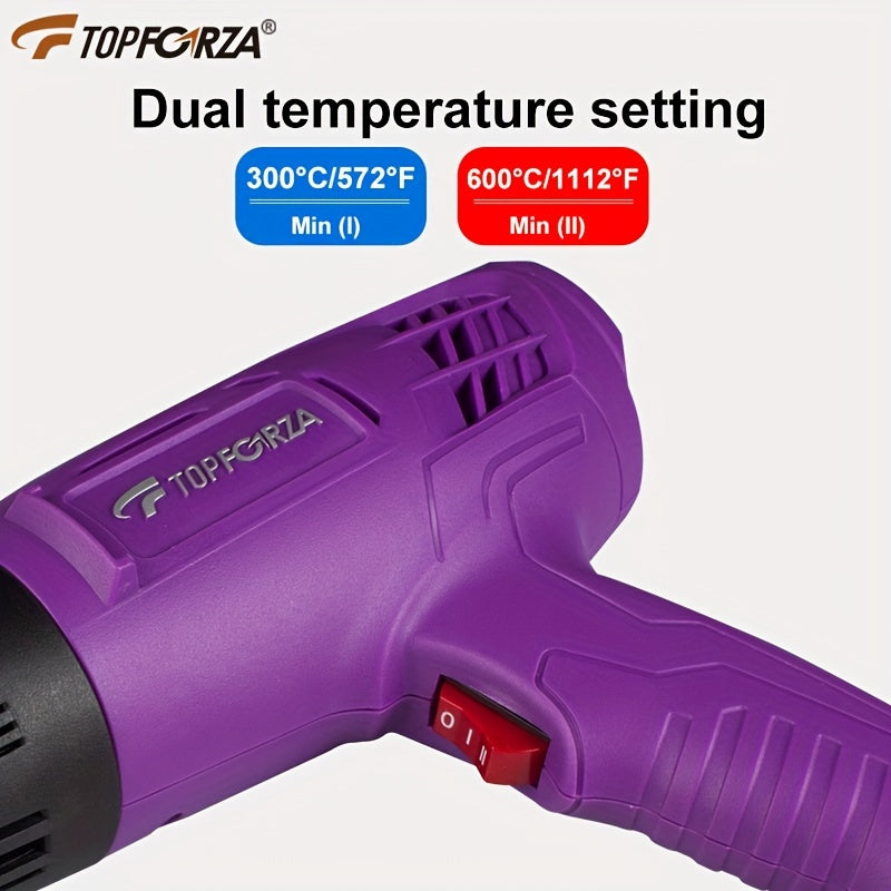 1200W Dual-Temperature Heat Gun with Nozzles for Shrinking PVC and Paint Stripping