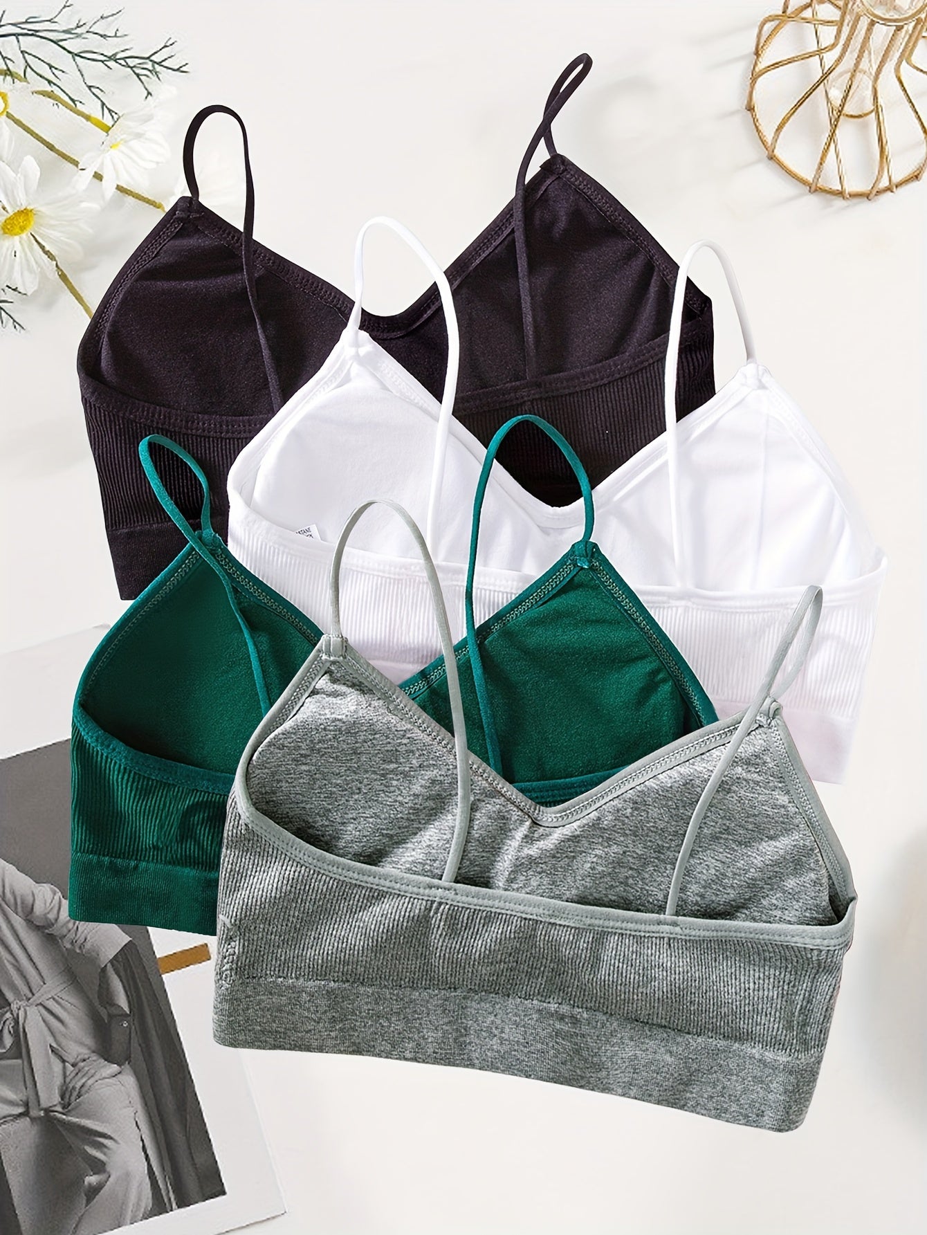 Women’s Seamless Cotton Lingerie Set with 4 Pairs of Bra and Panties