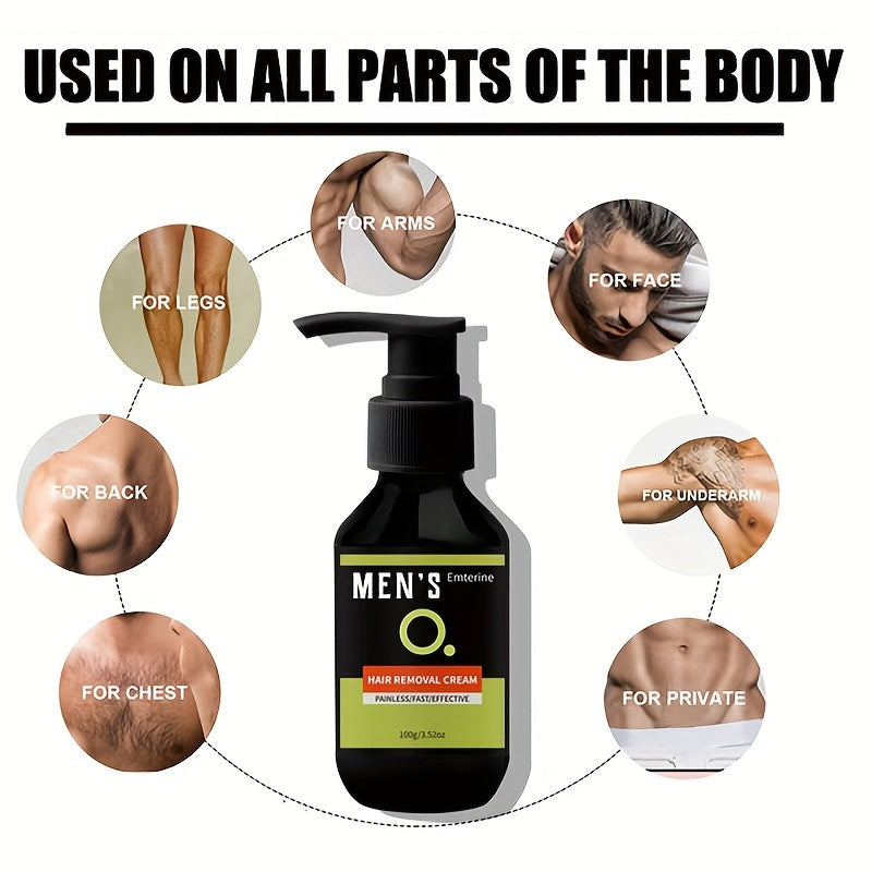 100g Erkaklar uchun Tana, Yuz, Qo'ltiq, Oyoq, Intim Joylar uchun Soch Olish Kremi, O'simlik Squalane bilan Yumshoq Formula.