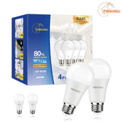 4 Pack LED Bulbs A70 E27 Base 20W Cool White Natural Light Energy Efficient Flicker-Free