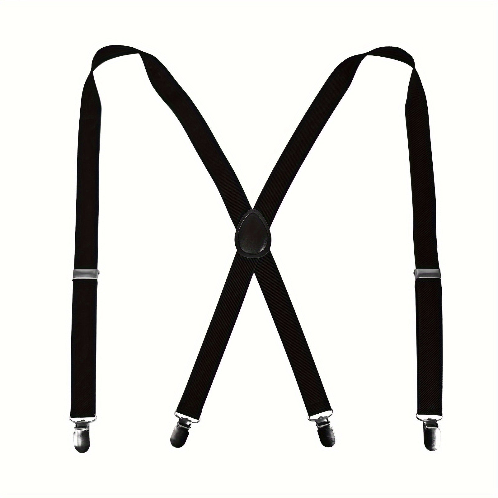 Мужские черные подтяжки X-Back с 4 зажимами, регулируемыми эластичными ремешками и металлическими зажимами