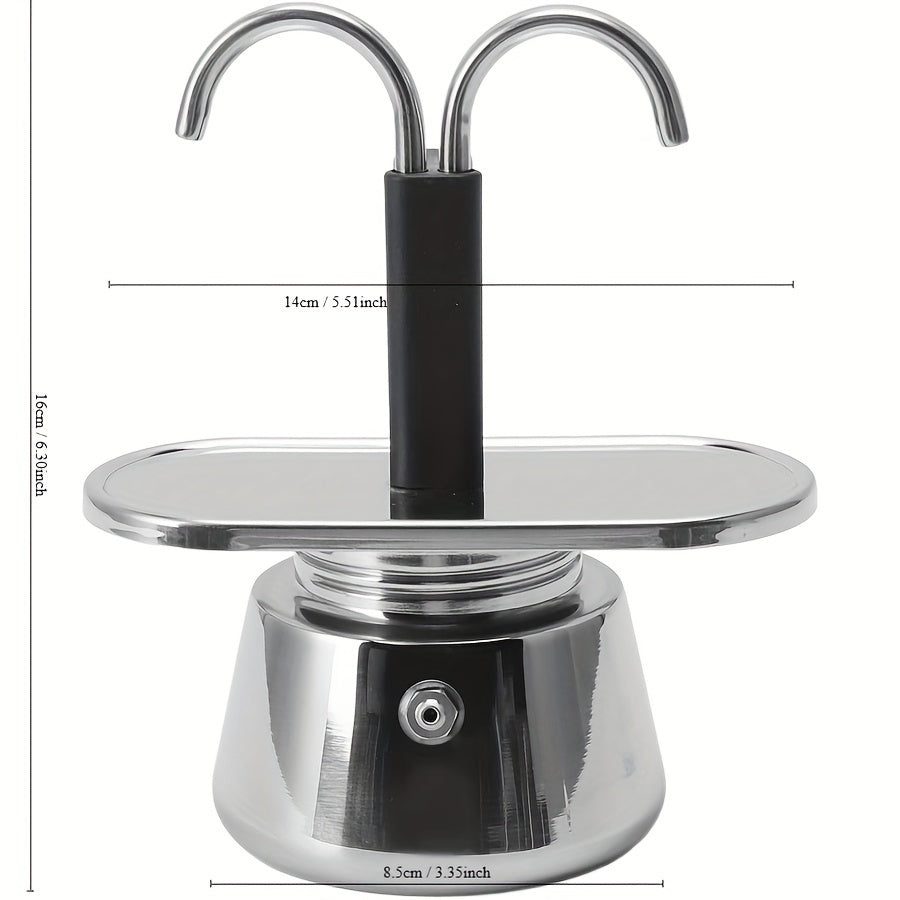 Stainless Steel Mocha Coffee Pot 100ml Dual-Barrel Espresso Cappuccino Latte