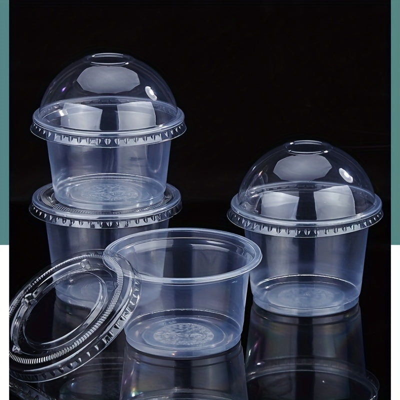 Plastic Dessert Cups with Dome Lids, 50-100 Pieces, Leak-Proof, Clear