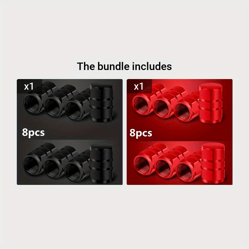 Set of 8 Aluminum Gold Tire Valve Caps Dustproof Compatible with Cars, Motorcycles, Trucks