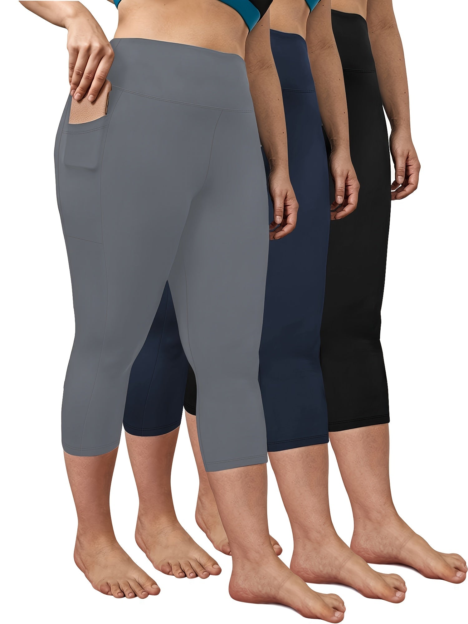 Plus Size High-Waisted Shorts Set With Pockets Stretch Fabric Summer Leopard