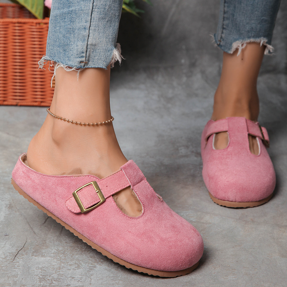 Women's Slip-On Mules with Thick Cushioned Sole Soft Breathable Fabric