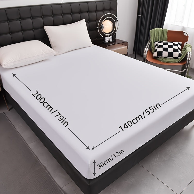 Waterproof Fitted Sheet Solid Black Breathable Deep Pocket Easy Care