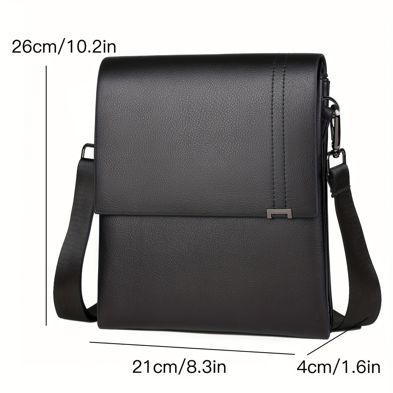 Men's Black PU Sling Bag Large Capacity Stylish Travel Business Crossbody Bag