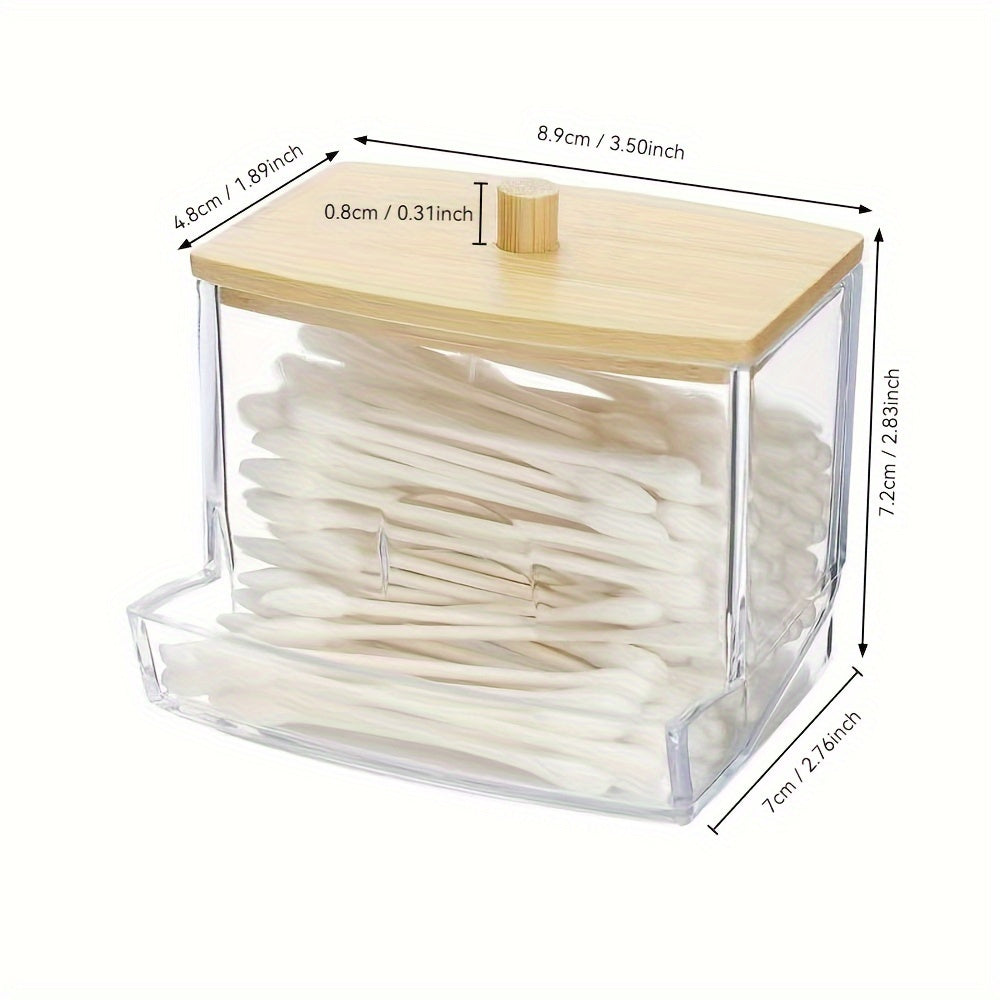 2-Pack Swab Holder with Wooden Cover for Bathroom Kitchen Storage