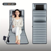 Full Body Massage Bed with Neck Shiatsu Lumbar Support 10-Zone Vibration Gray Upholstery