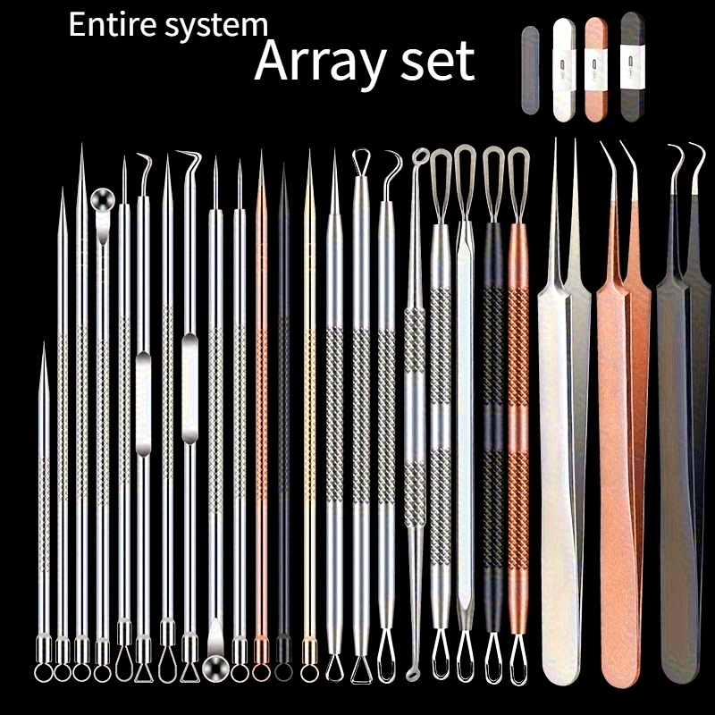 Профессиональный набор для удаления черных точек и прыщей с пинцетами, иглой, всасывающими салфетками