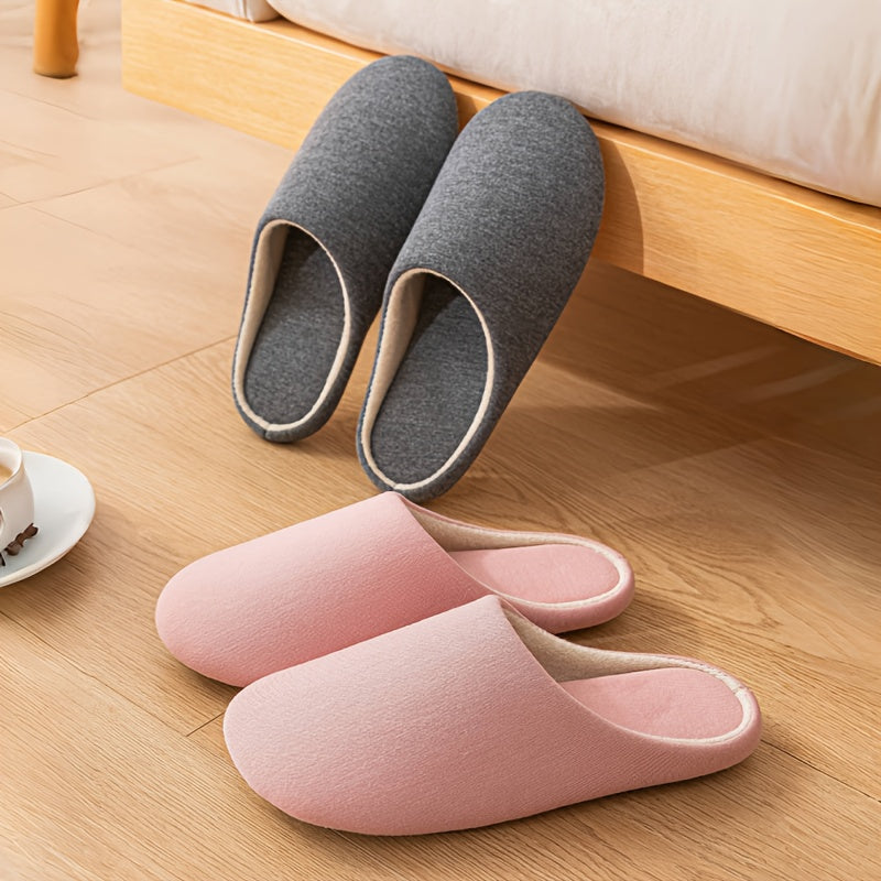 Women Slip-On Slippers Soft Plush Fabric Indoor Outdoor Comfort Minimalist Durable
