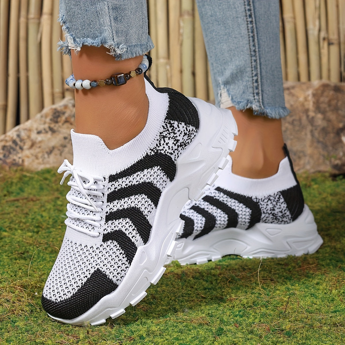 Women's Mesh Casual Low-Top Platform Sneakers Plus Size