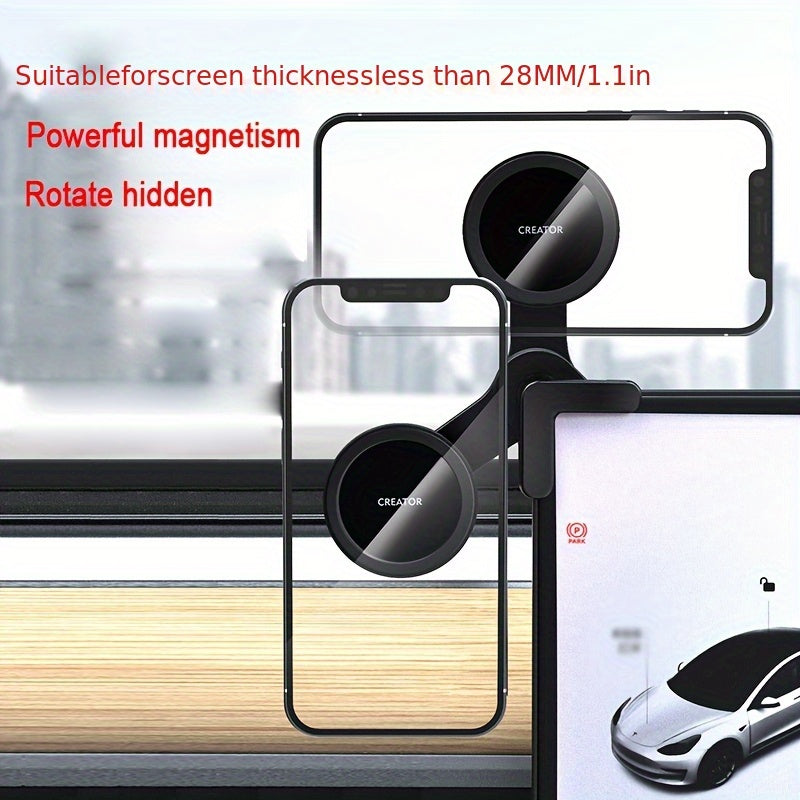 Magnetic Car Phone Holder Black Rotatable Clip Vehicle Mount