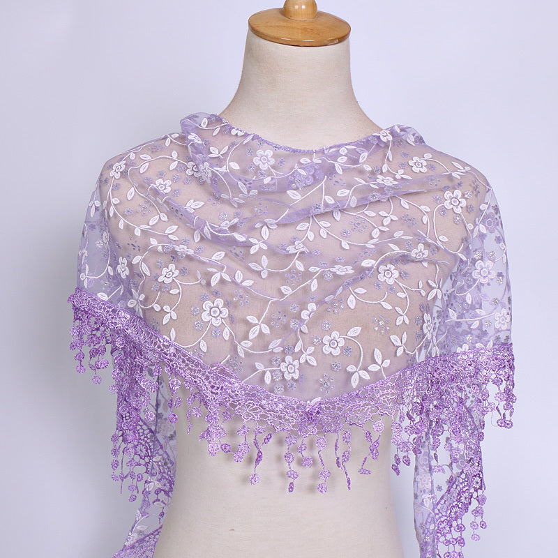 Women's Lace Triangle Veil and Scarf Set for Church Chapel Mantilla Style