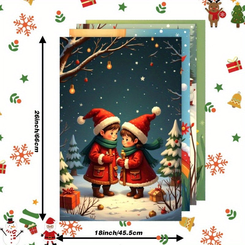Set of 4 Winter Christmas Snowman and Snowflake Kitchen Towels 45.72x66.04cm Gift