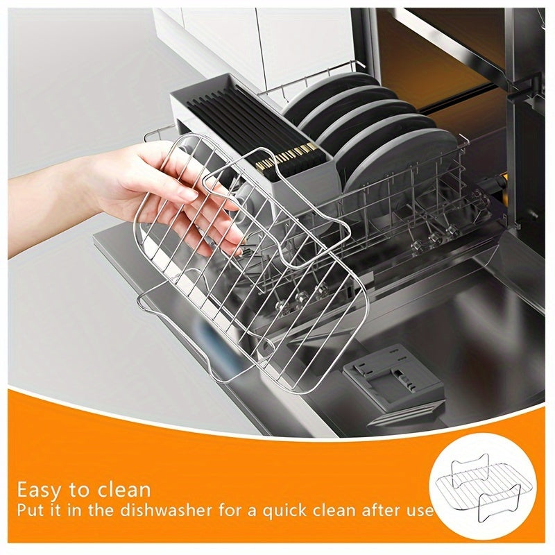 Stainless Steel Double Layer Grill Rack Set for Air Fryer Accessories for Multiple Kitchen Appliances