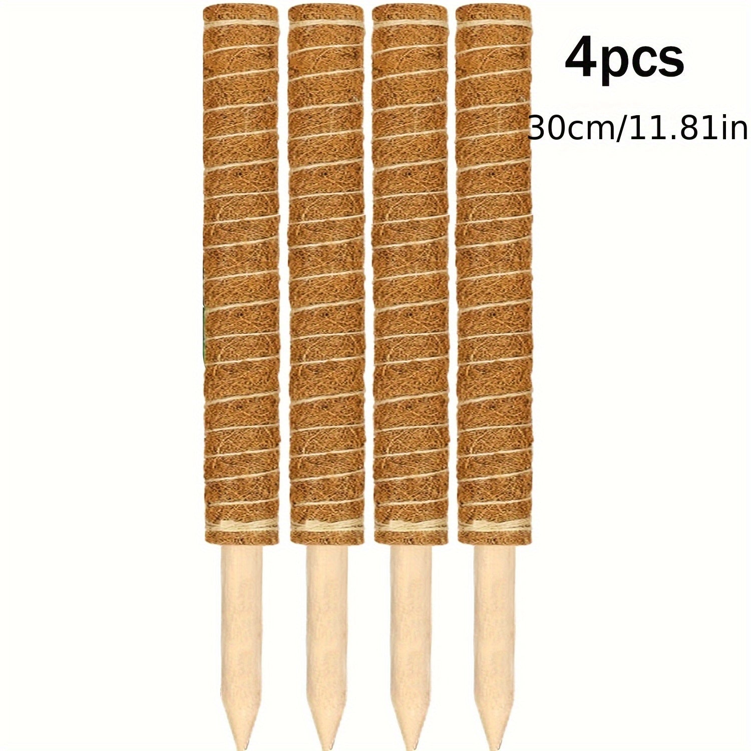 Juego de 2 varas de musgo para interior para plantas trepadoras de Monstera, soporte de fibra de coco, color marrón claro