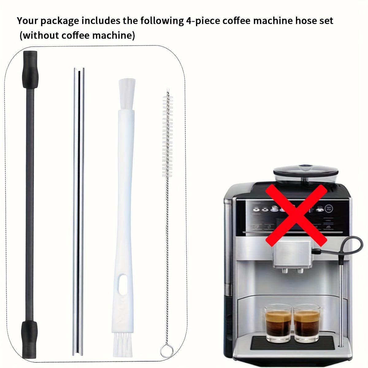 Stainless Steel Milk Hose Set for Fully Automatic Coffee Machines with Cleaning Brushes
