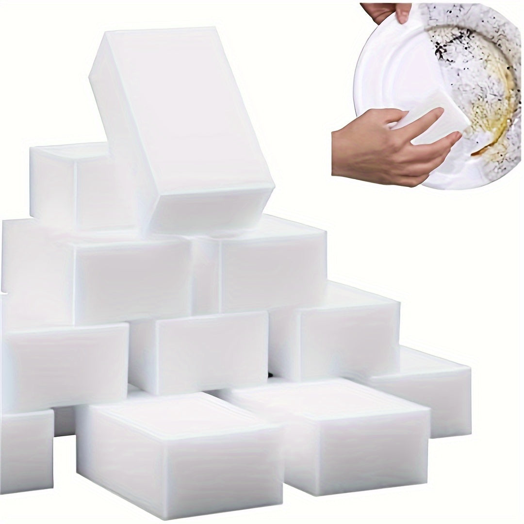 100 ta sehrli gubka to'plami - idishlar, oshxona, avtomobil, lavabo, pech, plita, plastinkalar, hammom, dush, plitkalar, devorlar va poyabzal uchun melamin ko'pik uy tozalash gubkasi - ko'p maqsadli tozalash asbobi va materiallari