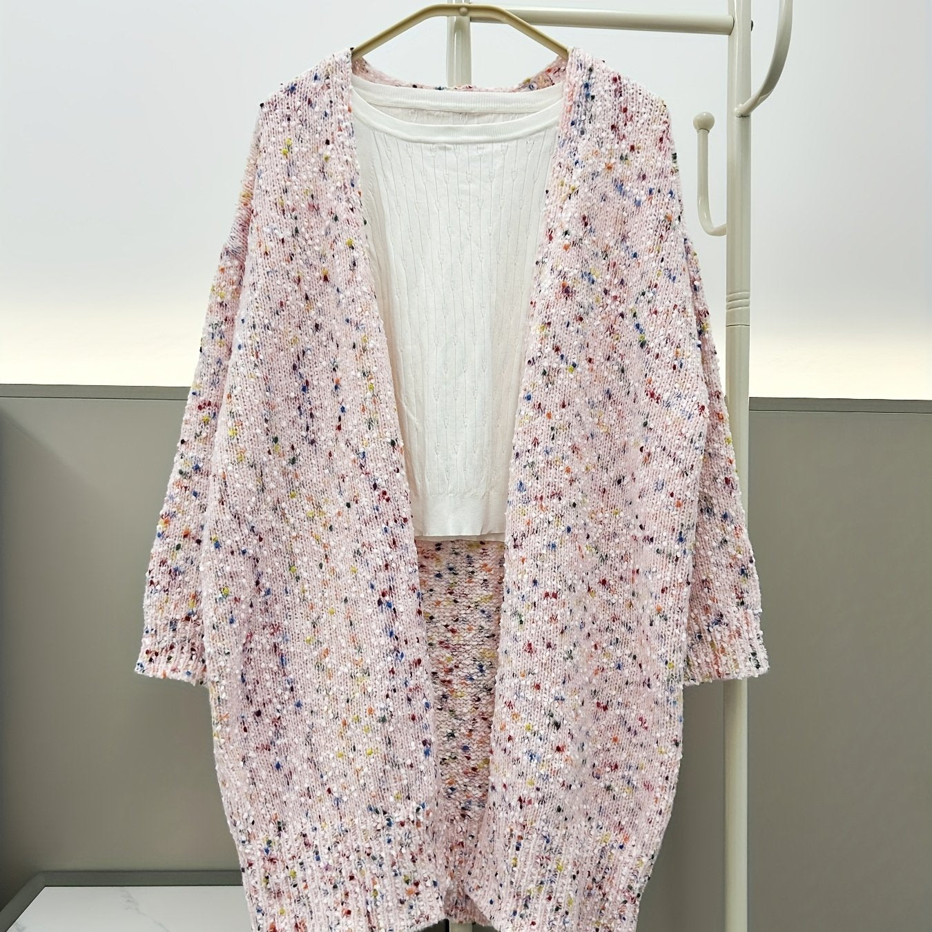 Plus Size Women's Warm Open Front Halter Neck Cardigan Sweater