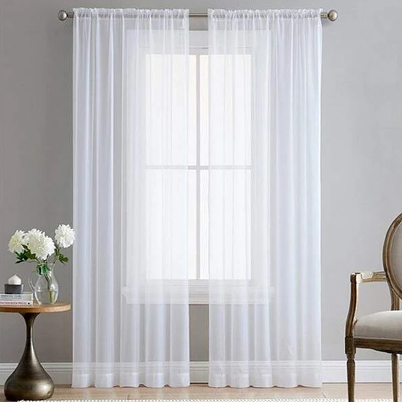 White Sheer Voile Curtains 2 Panels for Kitchen Bedroom Living Room Breathable Window Treatment