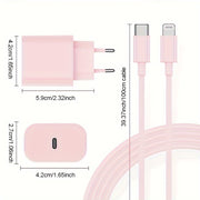 iPhone, iPad, Android uchun 10W USB-C zaryadlovchi, Yevropa rozetkasi, pushti