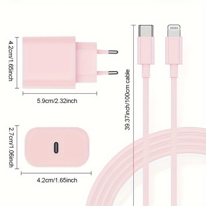 iPhone, iPad, Android uchun 10W USB-C zaryadlovchi, Yevropa rozetkasi, pushti