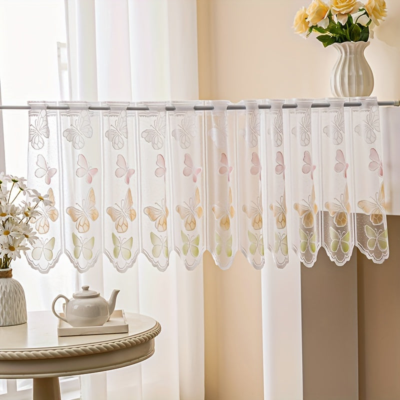 Small Butterfly Cafe Curtain Tier for Living Room and Office Decor