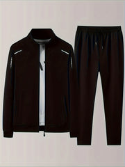 Men's Casual Sports Set with Solid Color Crew Neck Lightweight Micro-Elastic Polyester Summer