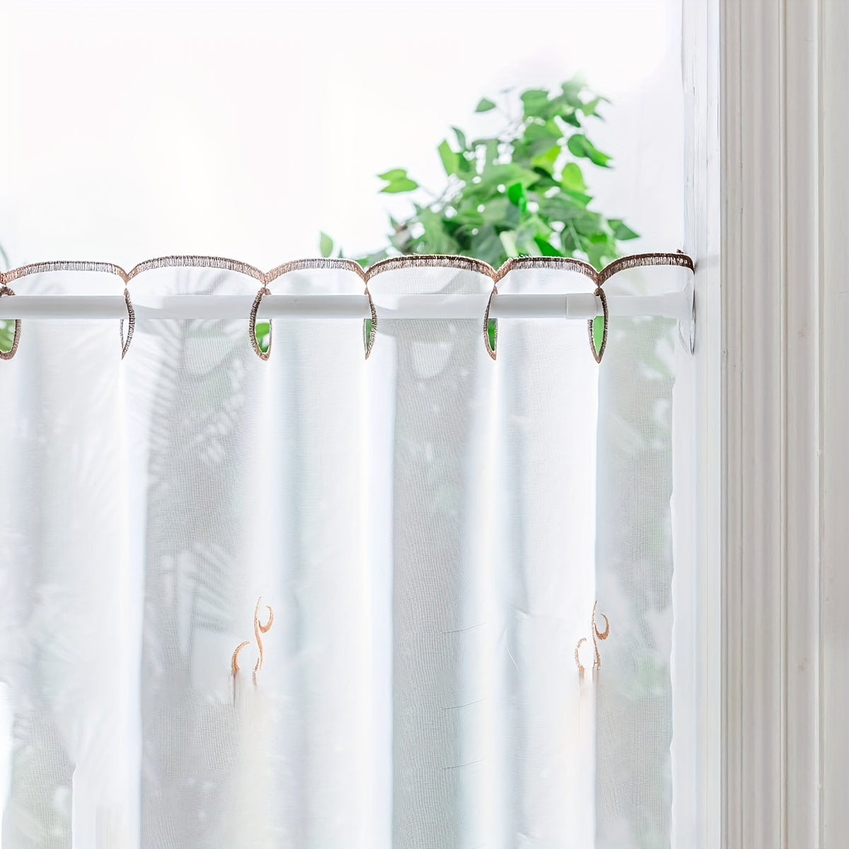 Sheer Embroidered Curtain Valance for Living Room or Cafe Decor 1 Piece