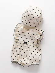 Newborn Baby Girl Summer Romper Set with Hat Triangle Sleeveless Floral Pattern