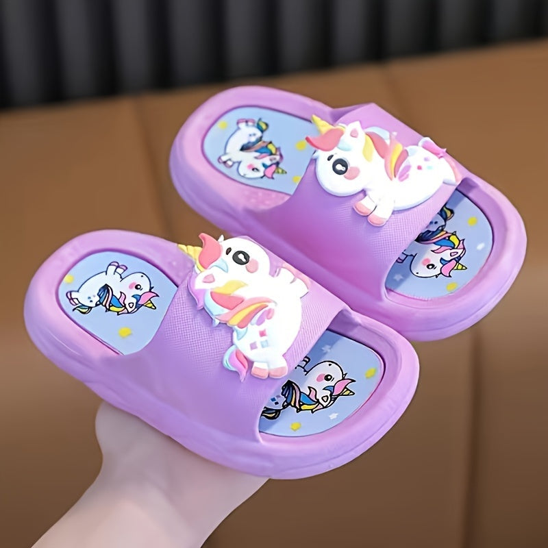 Girls Non-Slip Unicorn Slippers Indoor All-Season Lightweight PVC