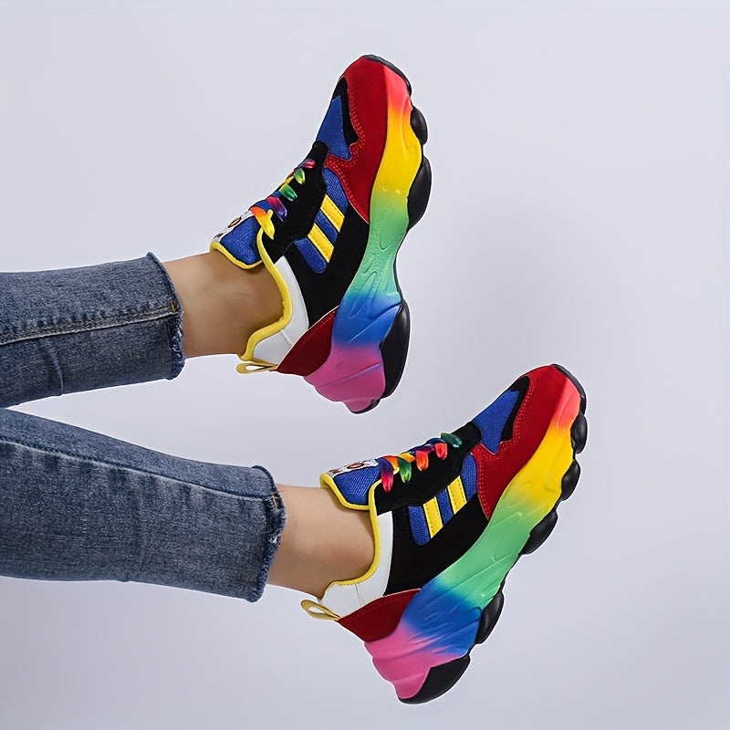 Women's Gradient Chunky Sneakers Breathable Non-Slip Casual Shoes