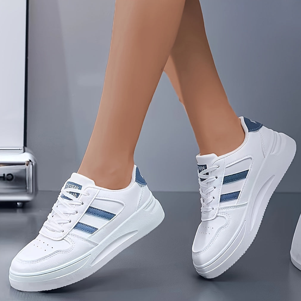 Women's Colorblock Sneakers with Soft Sole Platform Low-Top Casual White Plus Size