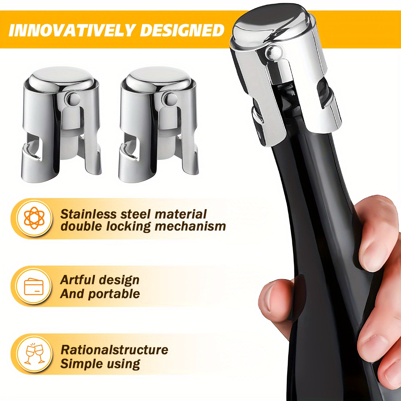 Набор из 2-х шт. штопоров из нержавеющей стали для запечатывания и сохранения красного вина, идеально подходит в качестве рождественского подарка с вином.