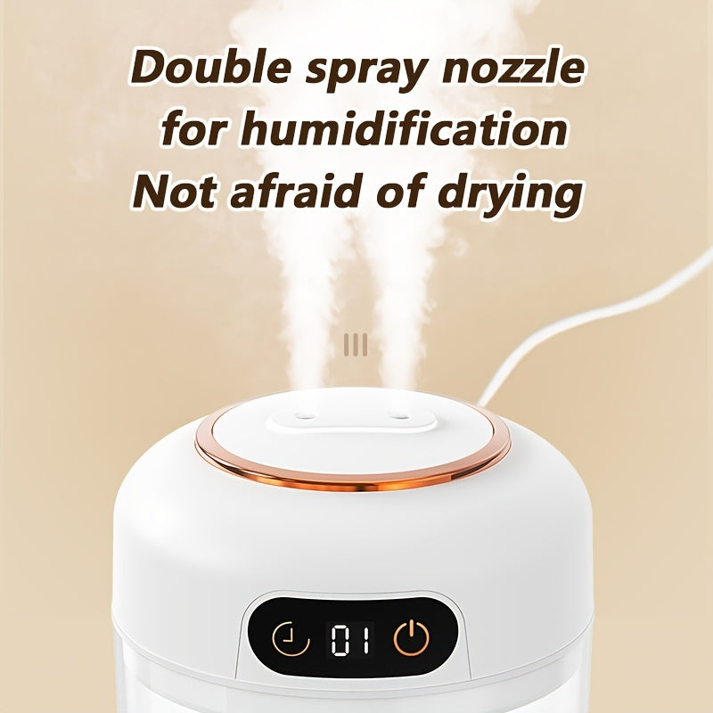 Увлажнитель с двойной насадкой-распылителем, подключаемый, с пультом дистанционного управления, резервуаром для воды 4,5 л, ночником, таймером