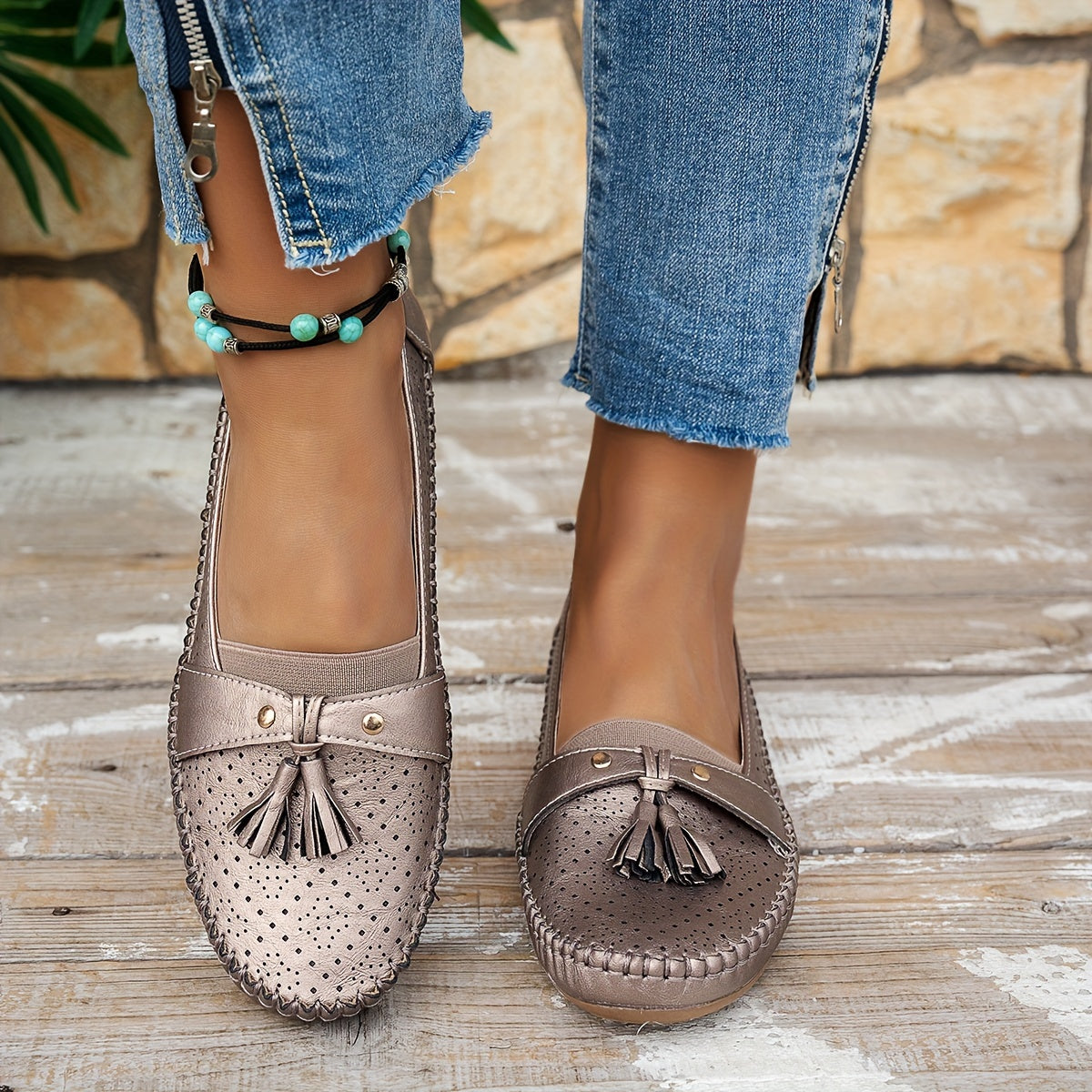 Women's Flat Loafers Lightweight Comfortable Butterfly Embellished Plus Size