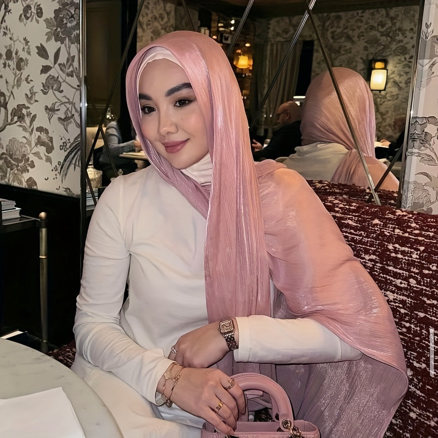 Lightweight Satin Hijab for Women Casual Religious Ramadan Turban Shawl
