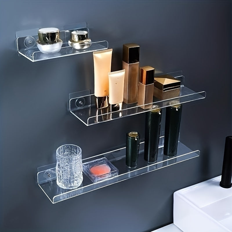 Acrylic Bathroom Shelf Wall Mount Punch-Free Toilet Storage Organizer