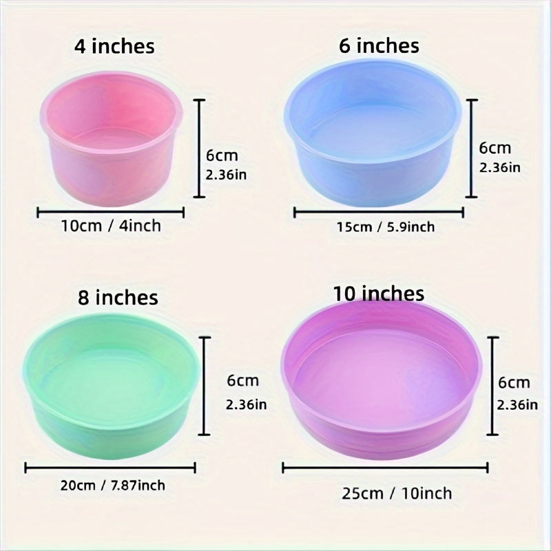 Round Food-Grade Silicone Cake Molds Set 4 6 8 10 Inch Baking Tools