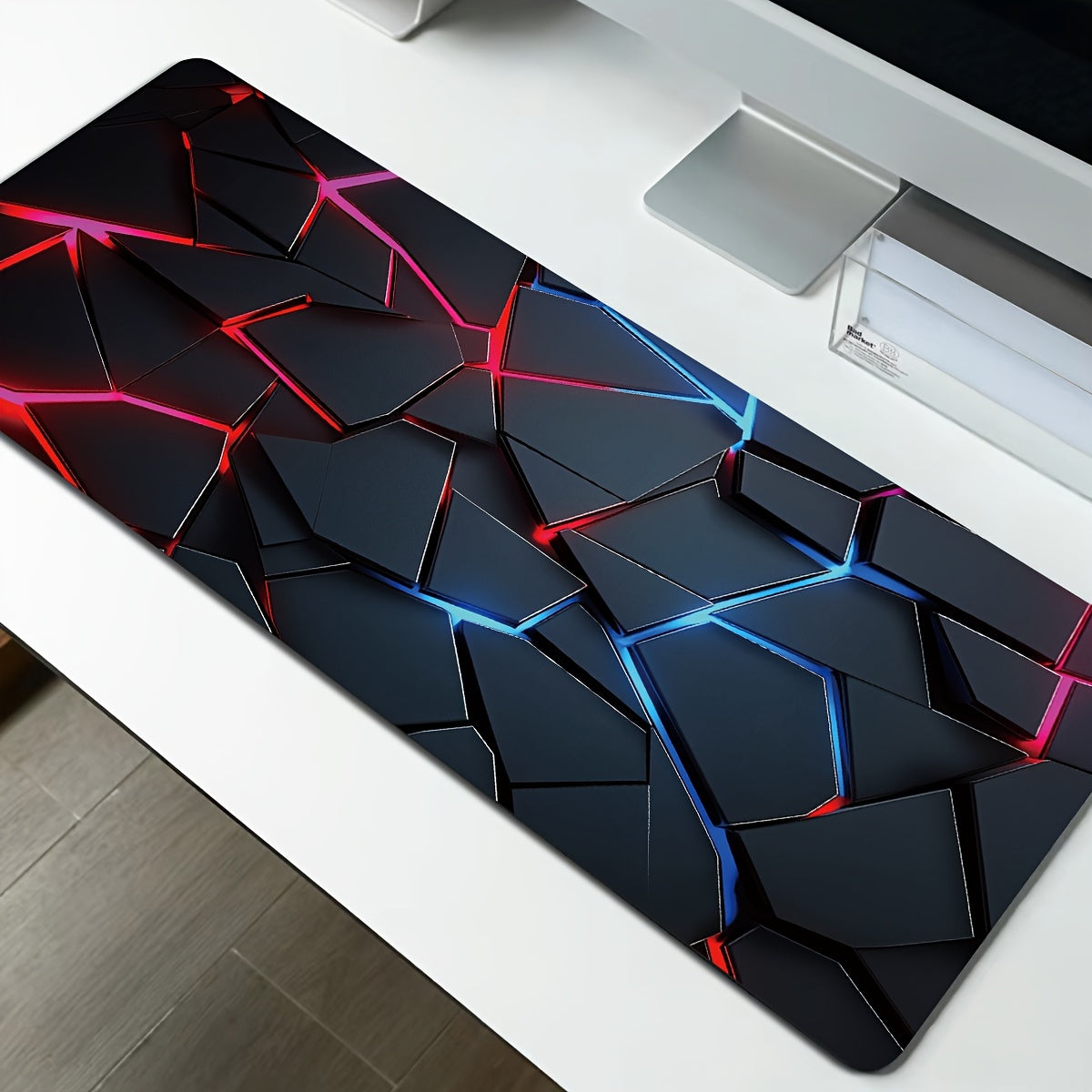 90x40cm Rectangle Gaming Mouse Pad with Red and Blue Gradient Non-Slip Rubber Base