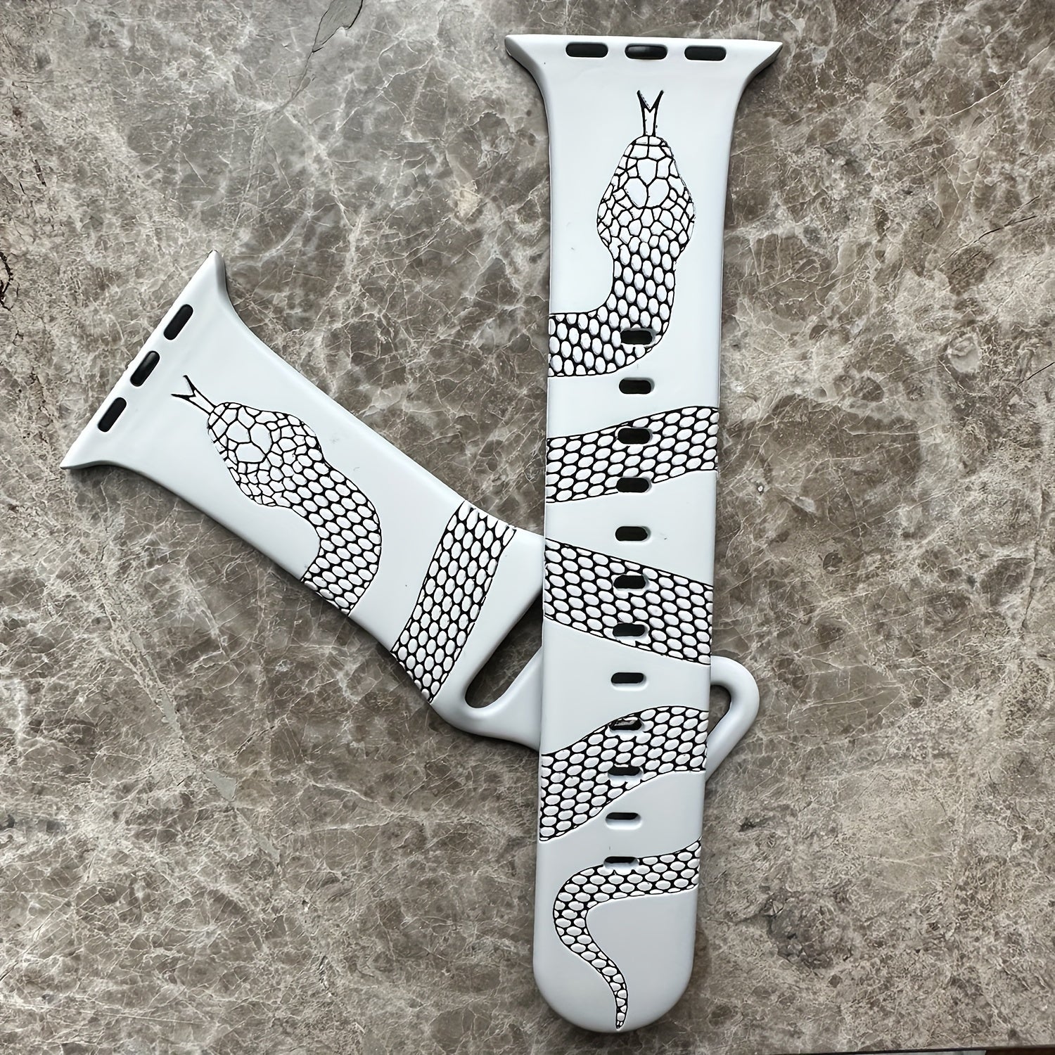 Engraved Snake Silicone Watch Band for Apple Watch All Series Durable Comfortable Strap